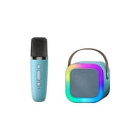 Generica K12 - Mini Parlante Altavoz + Micrófono Portátil Karaoke Bluetooth Color Celeste