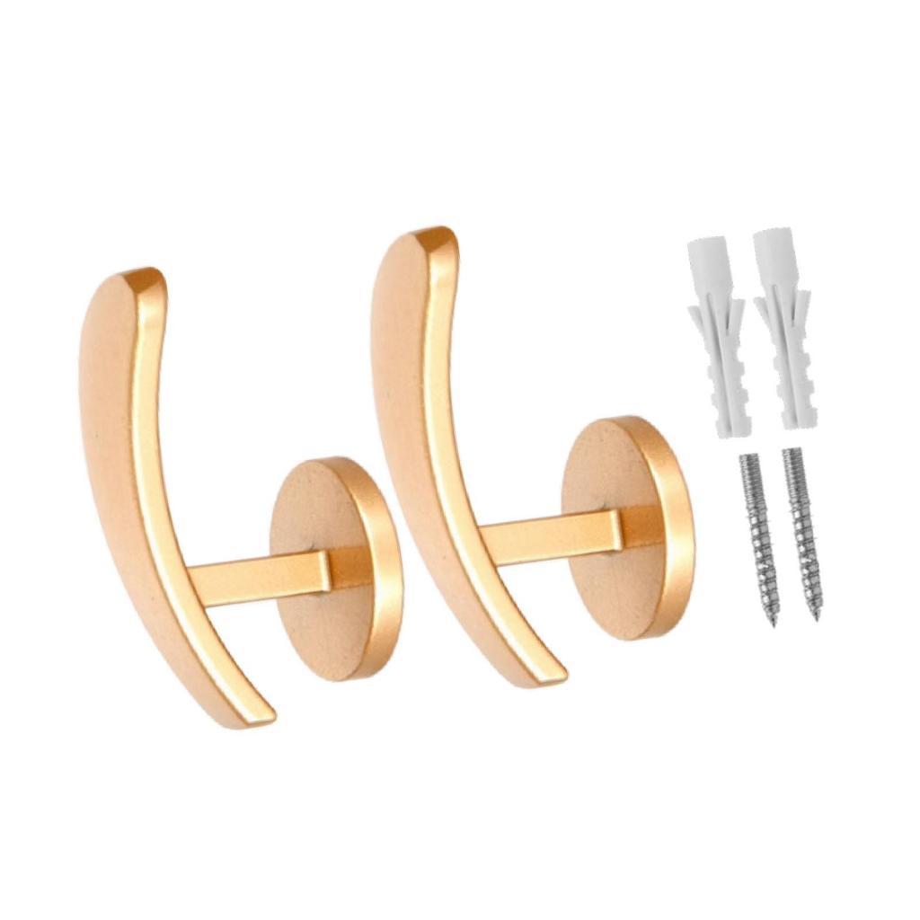 Magideal - 2 Uds. Ganchos Modernos Para Cortinas, Ganchos Para Sujetar Cortinas En La Pared Con Soporte De Tornillos, Ganchos De Metal Para Accesorios D , Oro