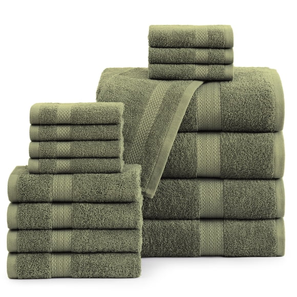Juego de toallas de baño LANE LINEN, 100% algodón, 600 g/m², 16 piezas, color oliva