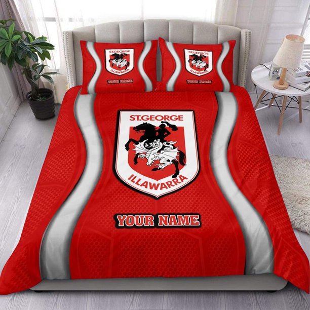 George Dragons NRL Bedding Doona Duvet Cover Kid MEN Gift Double Queen3-Piece Bedding Set