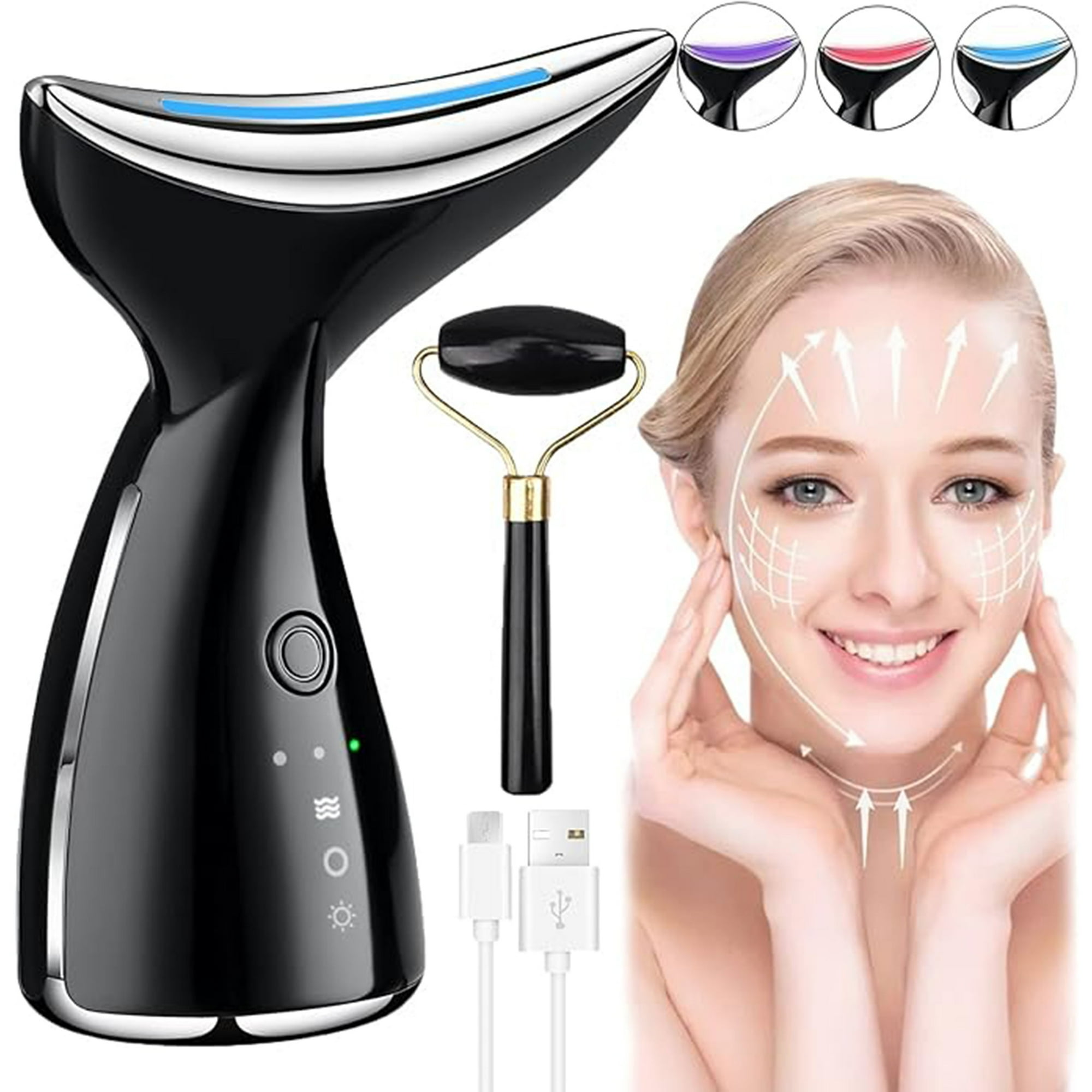 Veatool - El Neck Meter, Masajeador De Cuello Antiarrugas Para Reafirmar La Piel, Con Tres Ondas De Luz De Energía Y Regulación De Energía Para Recuperar La Firmeza De La Piel