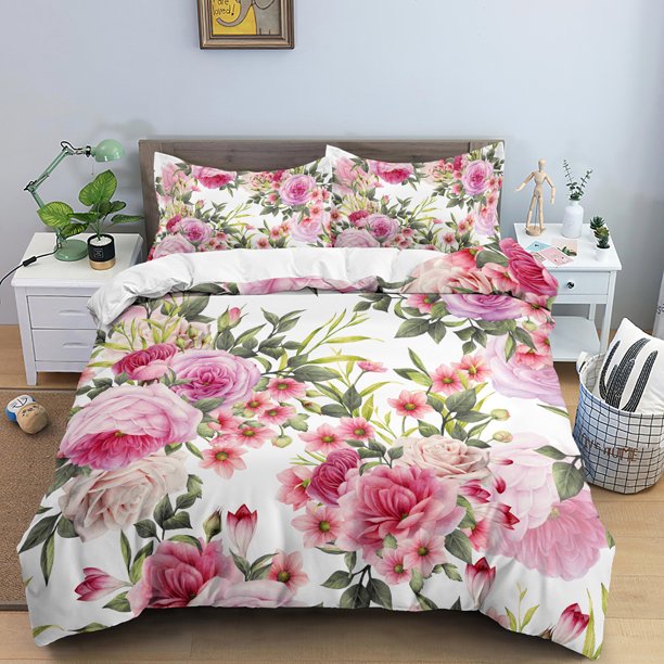 v1523 Bed Sheets Bedding Set With Pillowcase Flower Leaves Print Duvet Cover Sets Single Double Queen King Size Quilt Covers Bedclothes /Pcs 3-Piece Bedding Set (1 Duvet Cover + 2 Pillow Shams) Bed Sh