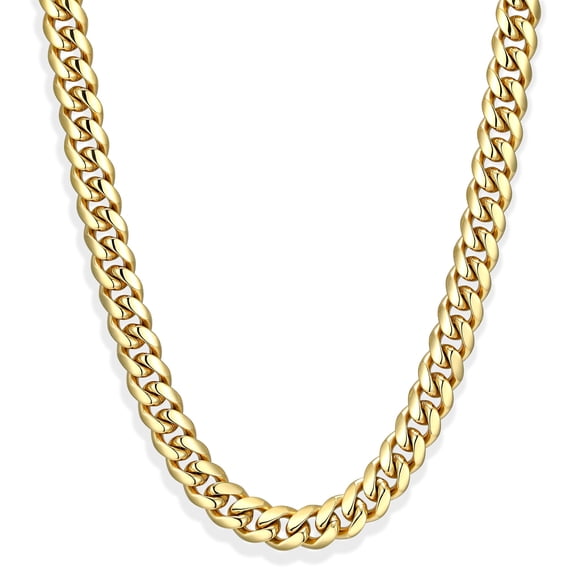 Collar JAXXON Cadena Cubana 8mm Bañada en Oro 14k para Hombre