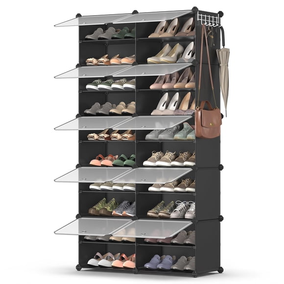 Zapatero SONGMICS de 10 niveles para 40 pares, negro transparente