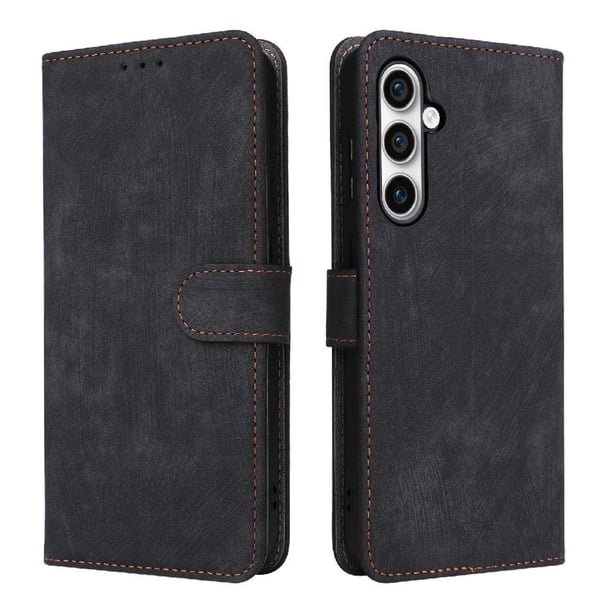 Funda Billetera para Samsung Galaxy S24 FE con Soporte - Cartera de Cuero con Ranuras Negro
