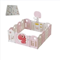 Babyluna - Corral 14 Piezas Bebé Plegable Alfombra Y Juegos Dino Rosado