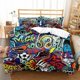 thumbnail image 1 of Hippie Graffiti Duvet Cover Set King Queen Size for Boys Youth Polyester Comforter Cover Modern Street Art Bedspread Cover Bed Sheets, 1 of 5