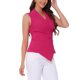 thumbnail image 4 of INSPIRE CHIC Blusa asimétrica sin mangas con cuello en V cruzado y solapa para mujer, informal y elegante, L Rosa intenso, 4 of 6