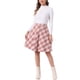 thumbnail image 2 of Falda corta de línea A con cintura elástica y diseño clásico de cuadros vintage para mujer para otoño e invierno Beige Rosado M, 2 of 6