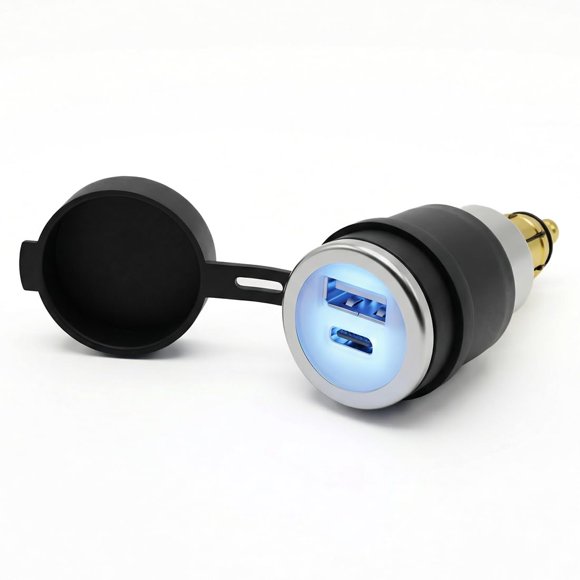 Cargador Cliff Top 28W USB-C USB-A 12V/24V para Motocicleta