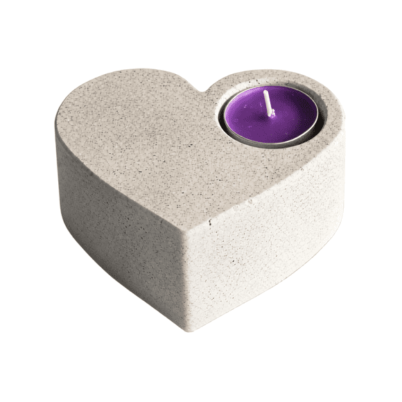 Portavela Corazón Artesanal De Cemento Para Vela Tealight