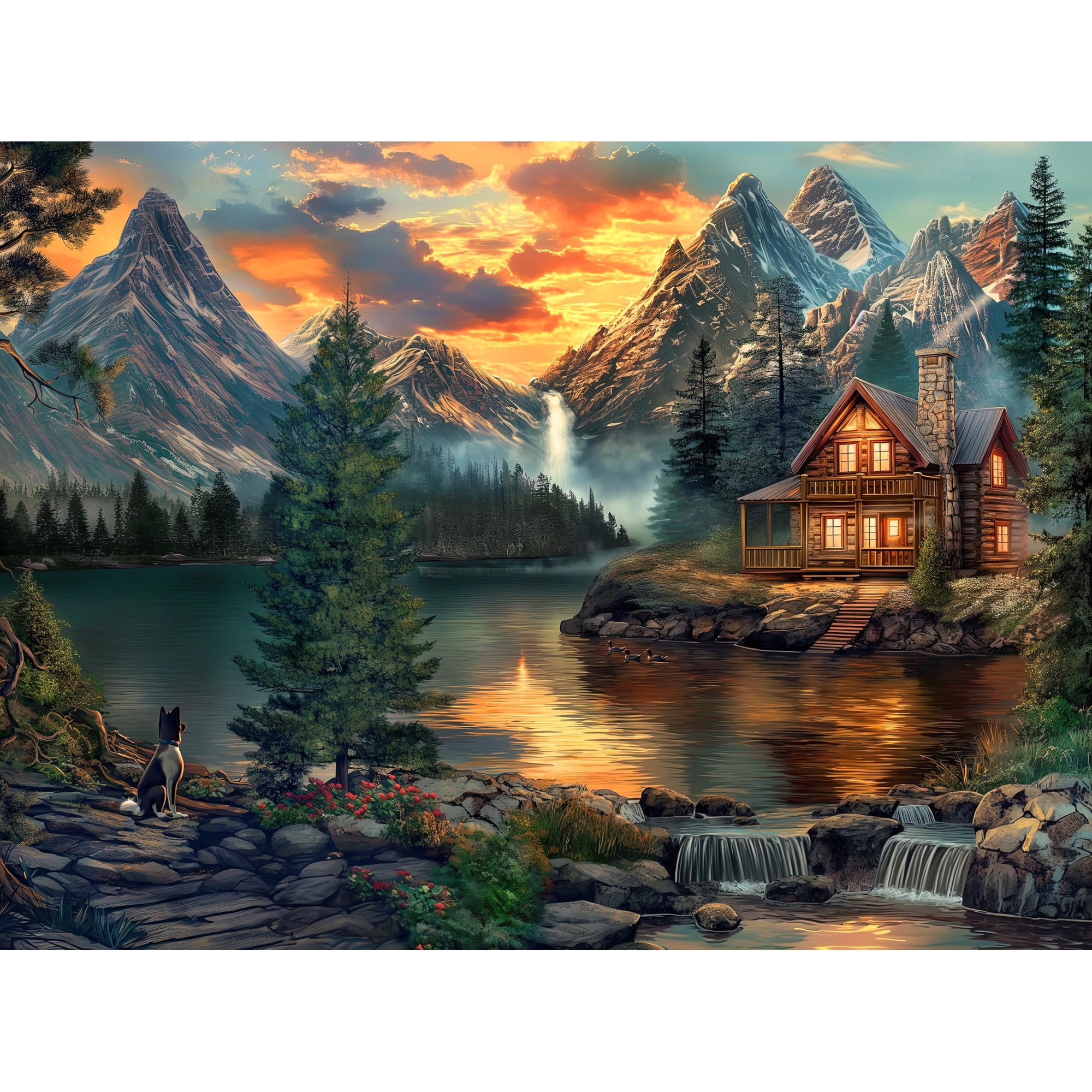 Rompecabezas Prime Time Puzzles Mountain Cabin 1000 Piezas