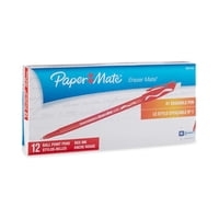 Pen Paper Mate Erasermate, Borrable, Punto Medio, Rojo, 12 Unidades
