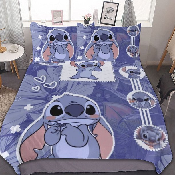 Stitch Bedding Duvet Cover Anime Bedding Sets 3D Printed Lightweight 3 Pieces Comforter Cover Sets