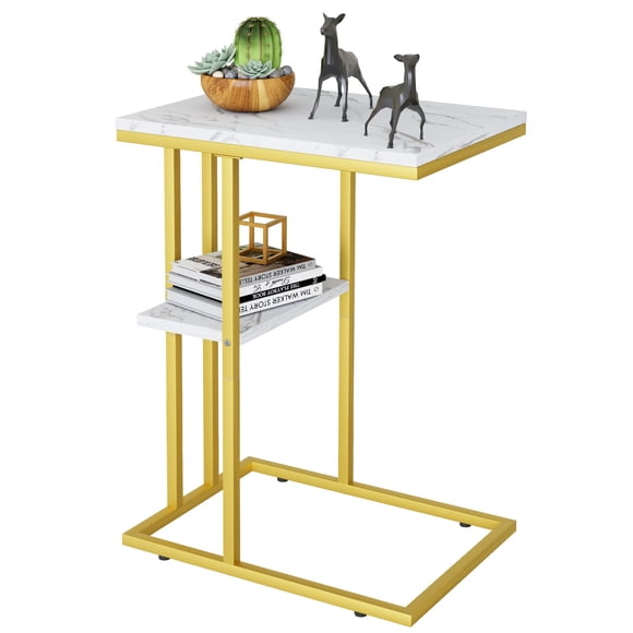 Mesa Auxiliar Easy Paws en Forma de C Dorada 40x30x59 cm