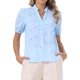 thumbnail image 1 of INSPIRE CHIC Blusas con Ojales para Mujer Verano Manga Corta Casual Cuello en V Camisas Huecas S Azul Claro, 1 of 6