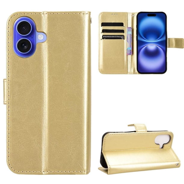 Funda tipo libro para iPhone 17, cartera todo‑en‑uno, funda multifuncional con tarjetero y correa de muñeca desmontable