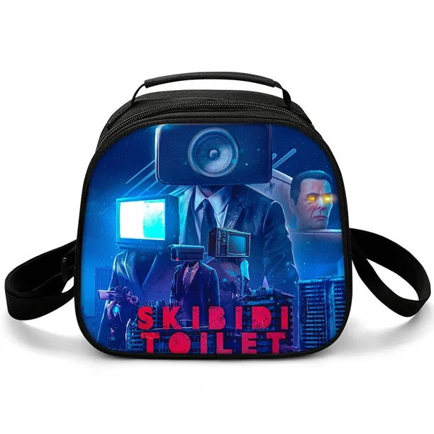 Hot 2024 New Toilet Man Lunch Bag Elementary School Picnic Round Ice Bag Skibidi Toilet Game Meal Bag Children’s Best Gift