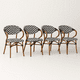 thumbnail image 1 of Pack de 4 Sillas Bistro Parisina Textileno enrejado con reposabrazos - Blanca con negro, 1 of 7