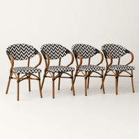 Klik Muebles - Pack De 4 Sillas Bistro Parisina Textileno Enrejado Con Reposabrazos - Blanca Con Negro