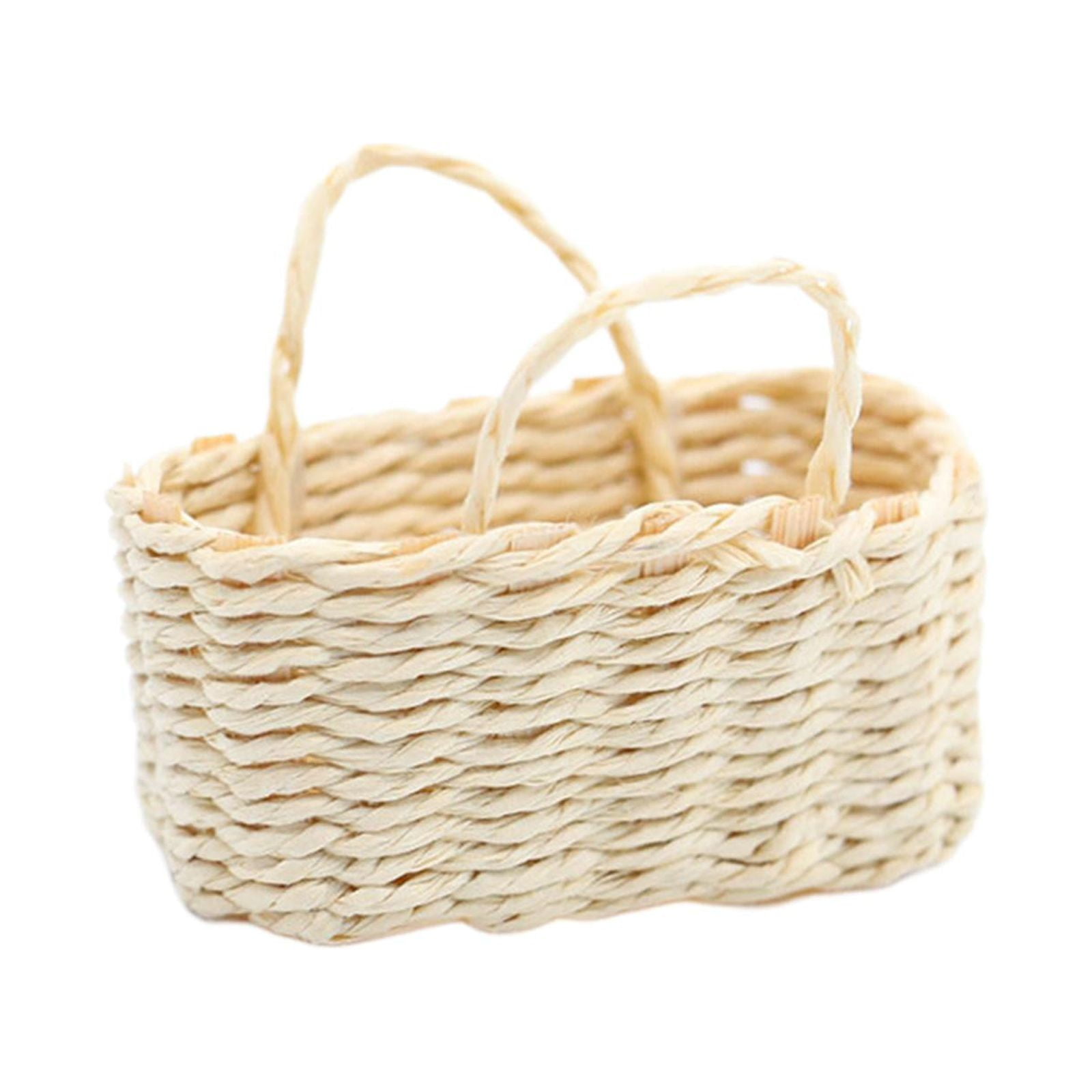 Magideal - 1/12 Casa De Muñecas En Miniatura Cesta Tejida Artesanías Hechas A Mano Cesta De Almacenamiento Para Decoración Micro Paisaje Jardín De Hadas Accesori Rectángulo