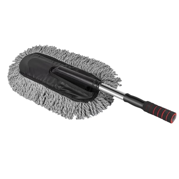 de microfibra para coche con mango telescópico extensible, cepillo para limpieza de polvo, herramienta para quitar el polvo, para baño Gris