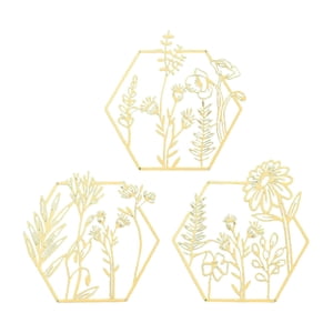 Bothyi - 3X Flores De Metal Decoración De Pared Adorno Colgante Dorado Para Puerta Entrada Porche