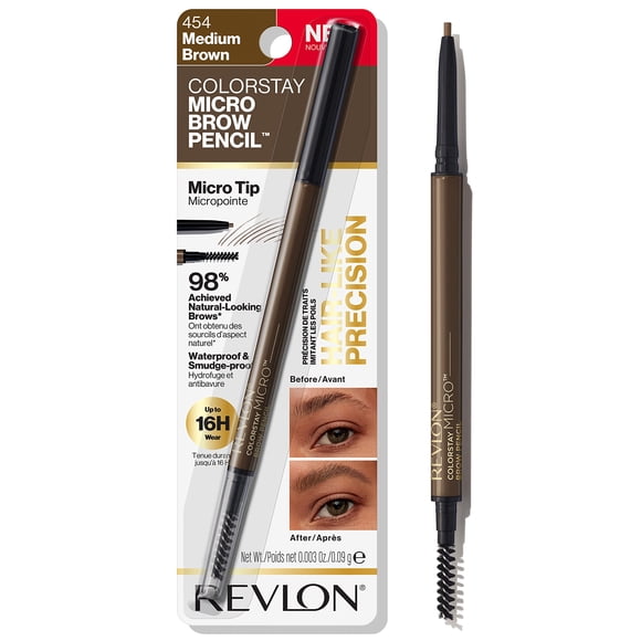 Lápiz de cejas Revlon ColorStay Micro w/ Spoolie 454 Med Brown