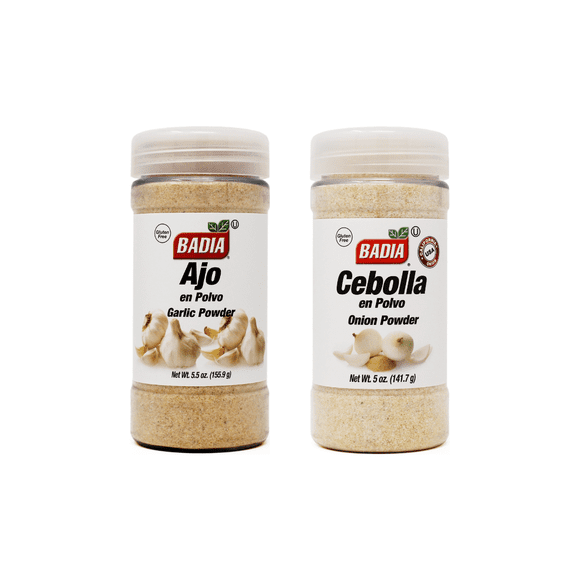 Pack Condimentos Clásicos Badia – Ajo en Polvo y Cebolla en Polvo – Especias Básicas para la Cocina