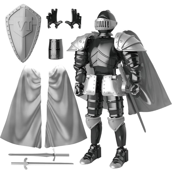 Figura de acción de caballero Chain-Forces, armadura negra con múltiples articulaciones