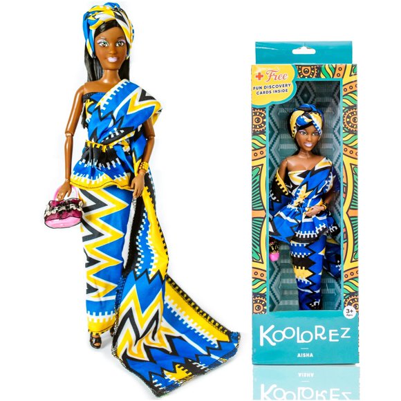 Muñeca KOOLOREZ Aisha de vinilo negro de 12,5" con articulaciones móviles