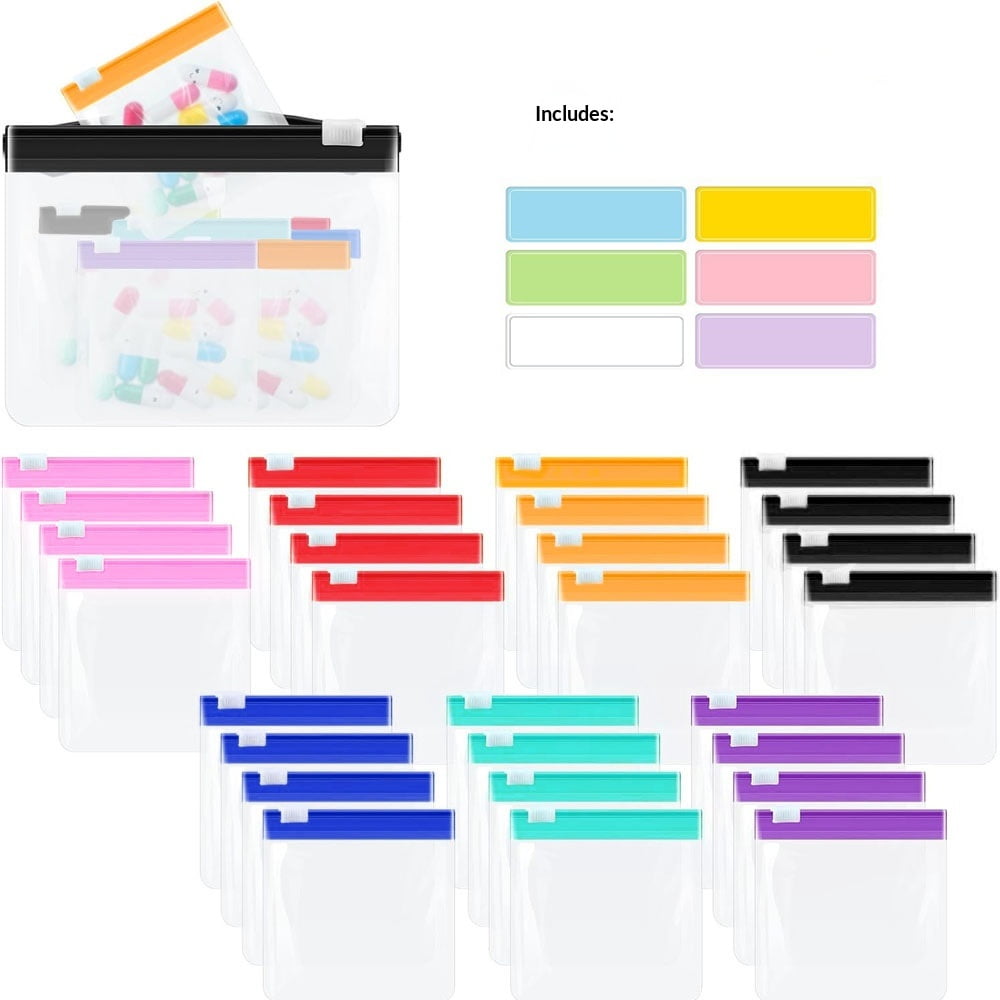 Xusx111 - Bolsas De Bolsa De Píldoras De 56 Piezas Con Cremallera Set De Bolsas De Píldoras Reutilizables Organizador De Medicina Translúcida Auto Sellado Organizador De Medicina Bolsas De Plástico De