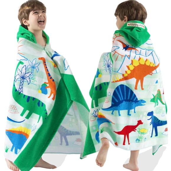 Toallas para niños pequeños VOOVA & MOVAS para niños de 3 a 10 años, diseño de dinosaurio, 100% algodón