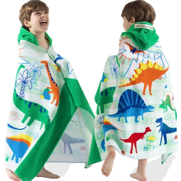 Toallas para niños pequeños VOOVA & MOVAS para niños de 3 a 10 años, diseño de dinosaurio, 100% algodón