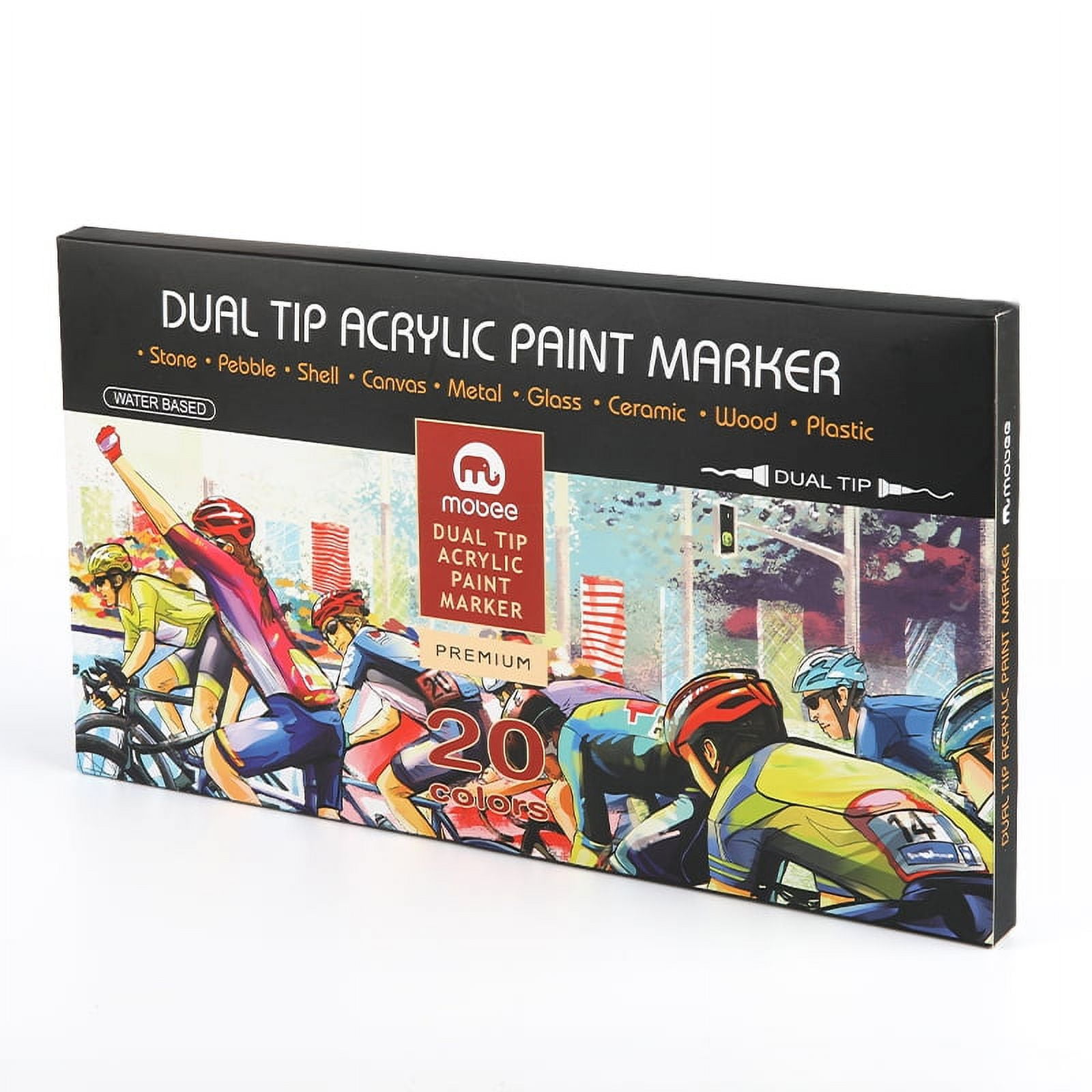 Mobee - Marcadores Acrílicos Doble Punta Lápices 20 Color Tipo Posca
