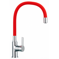 Genérico - Llave Monomando Lavaplatos Vertical Cuello Flexible Rojo