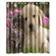 thumbnail image 1 of Cortina de ducha con diseño de labrador retriever y gato, con ganchos, 60 x 72 pulgadas, 1 of 3