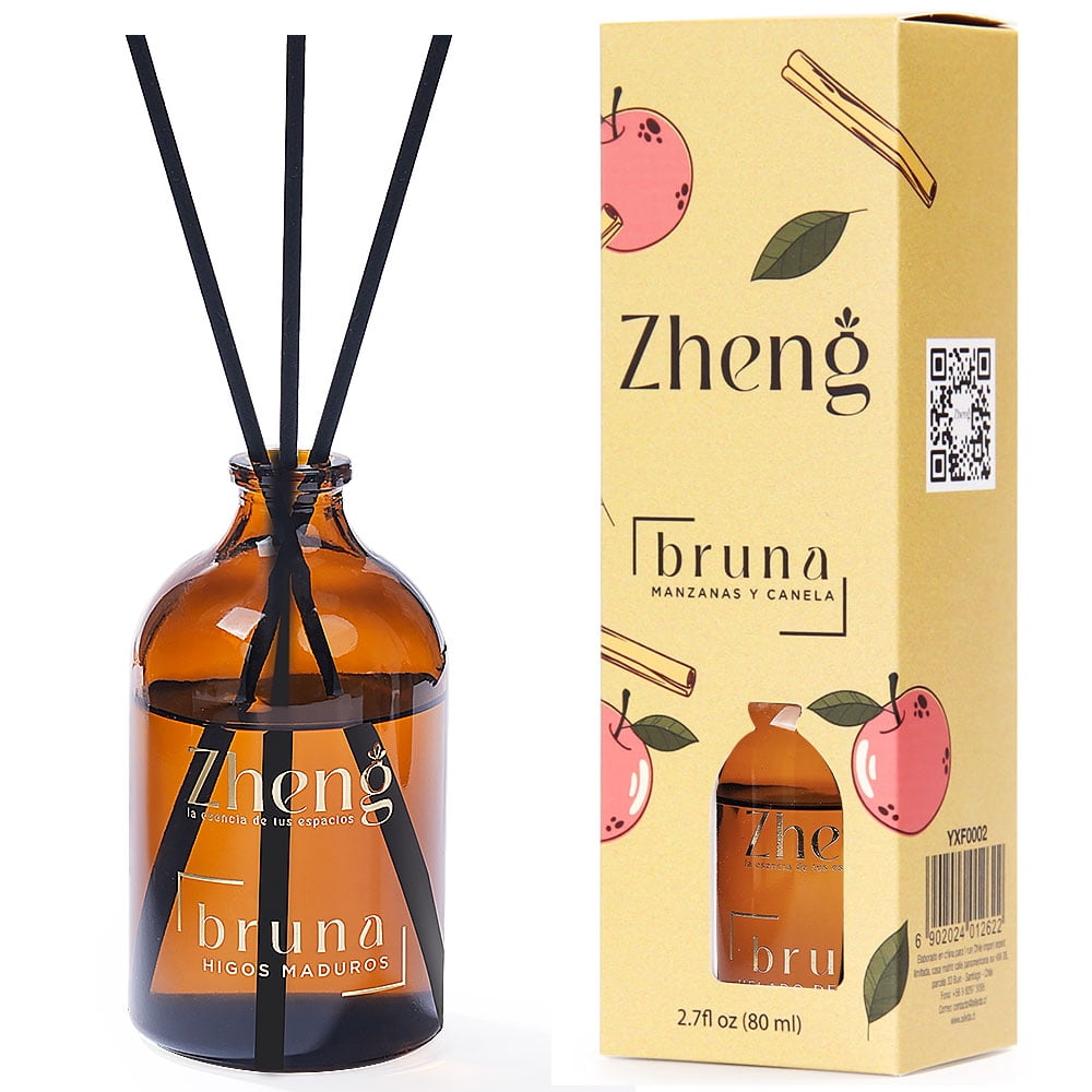 Difusores De Varillas Zheng Bruna Serie 80 Ml Aromas Ambienta Manzanas Y Canela Aromatizador