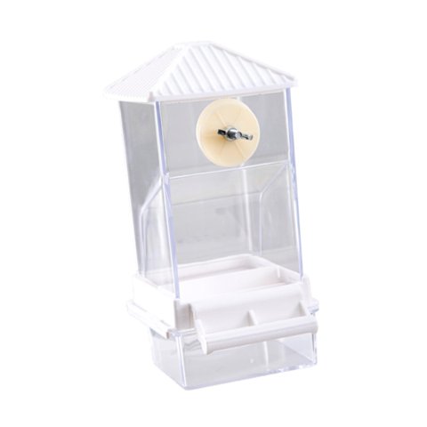 Ioensy - Alimentador De Pájaros Anti Salpicaduras De Comedero De Loro Resistente Para Periquito Cockatiel Finch Blanco