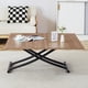 thumbnail image 1 of Modern minimalist multifunctional lifting table, with a 0.8-inch wood grain process sticker desktop and black metal legs, can be used as a dressing table, coffee table, dining table, and office table, 1 of 3