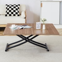 M&Ms - Modern Minimalist Multifunctional Lifting Table, With A 0.8-Inch Wood Grain Process Sticker Desktop And Black Metal Legs, Can Be Used As A Dressing Table, Coffee Table, Dining Table, And Office Table