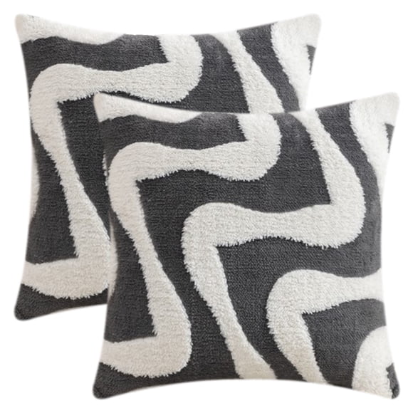 Funda de cojín de lana de copo de nieve REGALWOVEN con patrón ondulado Funda de almohada moderna para sofá Sala de estar Decoración del hogar Gris 16" x 16"