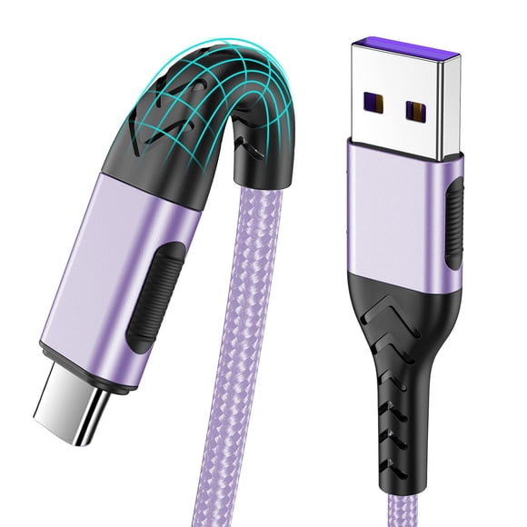 Cable USB‑C Durcord Pack de 2, 2 m, carga rápida, morado