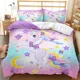 thumbnail image 1 of Hot SaleUnicorn Kids Girls Pink Bedding Set Duvet Cover Animal Printed Size Home Bed Linens Bed Sheets, 1 of 5