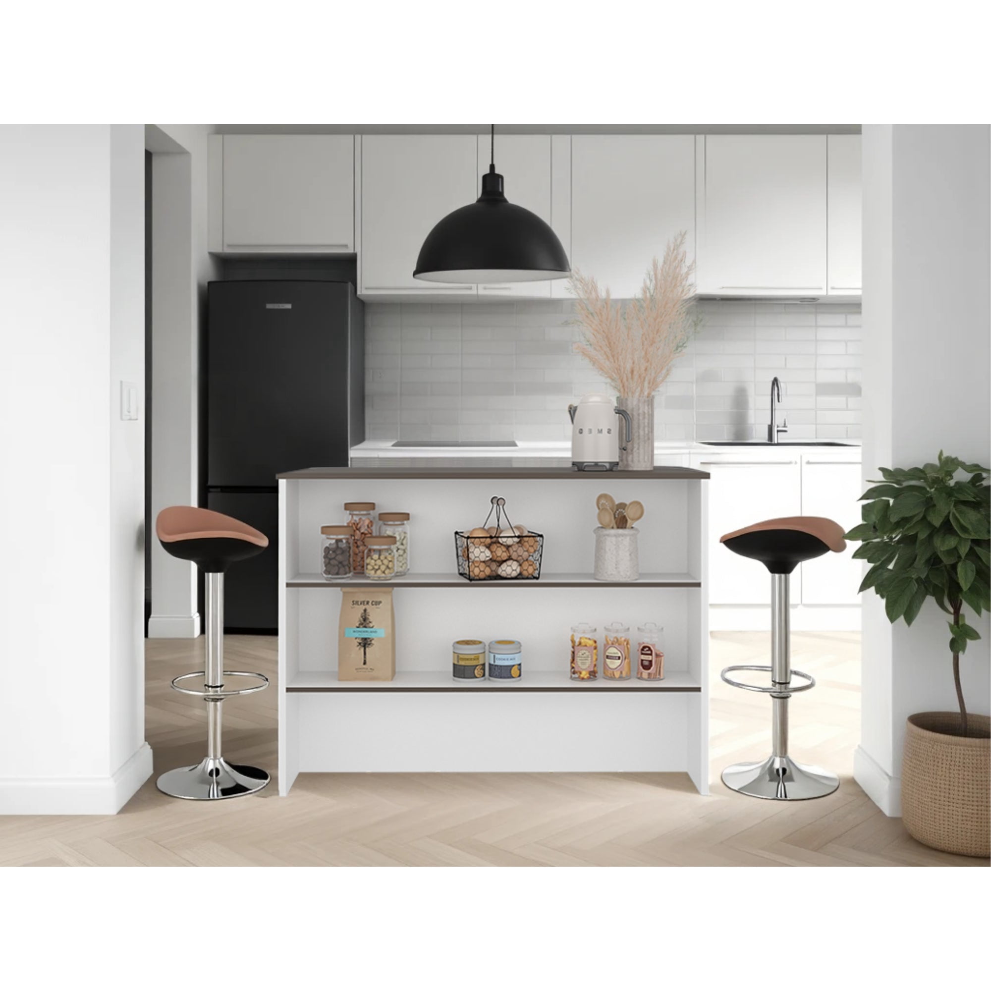 Tuhome - Isla De Cocina Fendi 90x120x60 Cm Milan Y Blanco