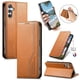 thumbnail image 5 of Funda tipo cartera para Samsung Galaxy A54 de piel con cierre magnético, ranuras para tarjetas y correa para la muñeca Marrón, 5 of 6
