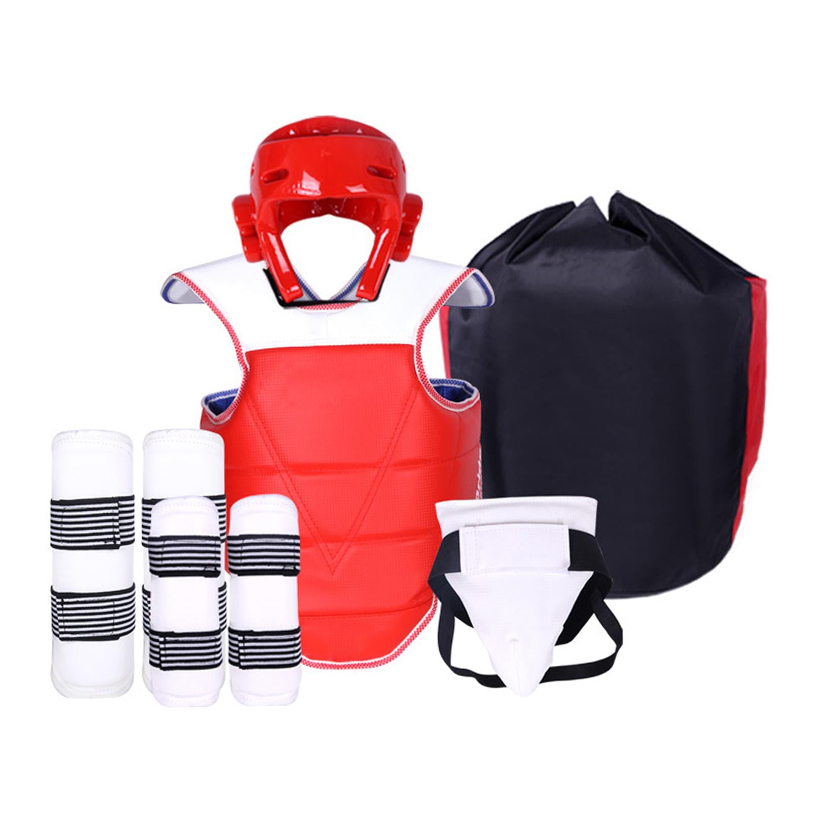 Magideal - Karate Sparring Gear Set De Protección Para Taekwondo Con Casco De Boxeo Protector De Pecho Ajustable Espinilleras Y Protección De Ingle En Material E M