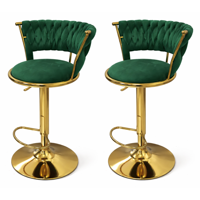 Moboi - Pack 2 Taburetes Queen Velvet Elegante Terciopelo Ajustable Verde