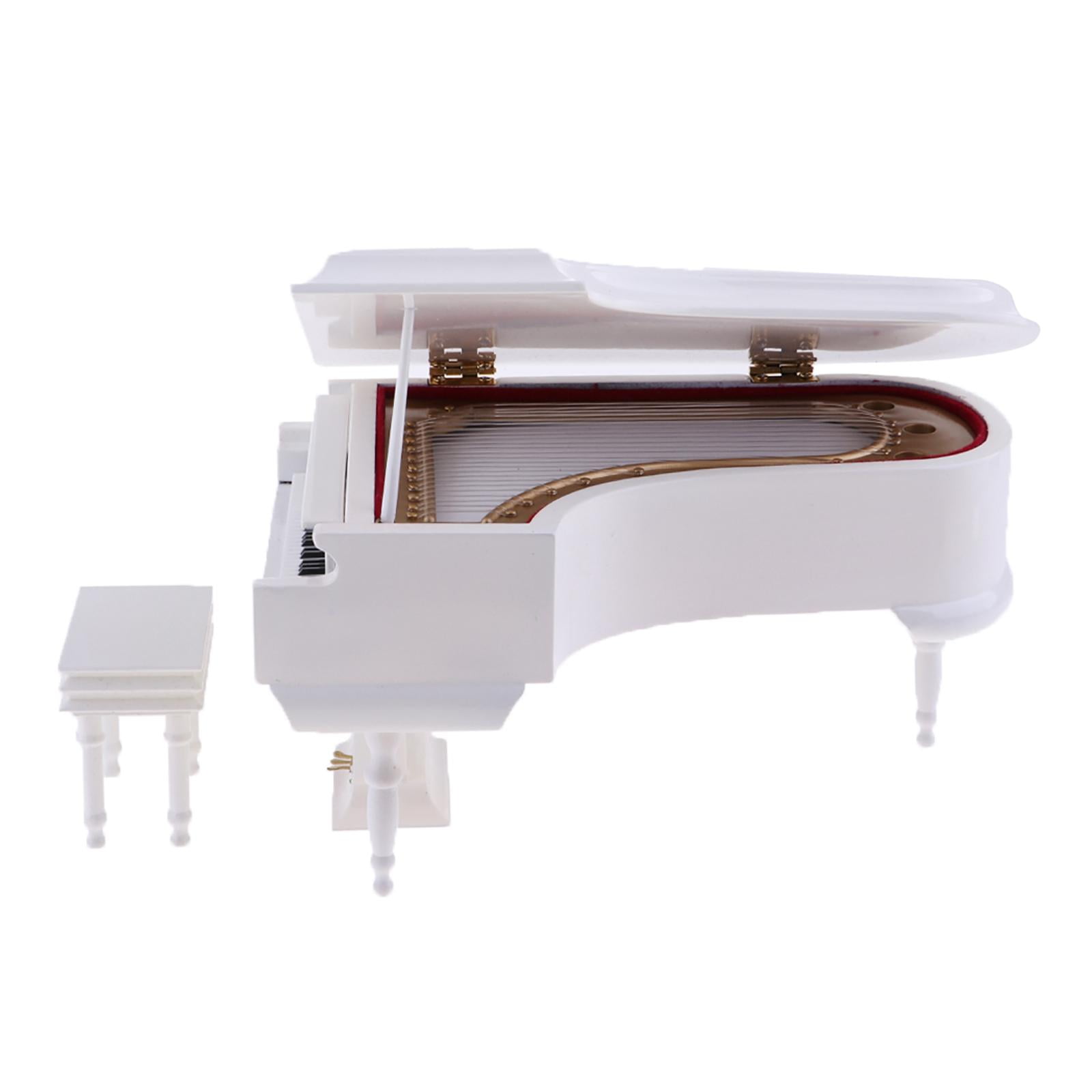 Magideal - 1:12 1/12 Piano Modelo Caja De Música Decorativa De + Simulación De Plástico Piano En Miniatura Para Playset Casa De Accesorios Ni Blanco