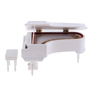 Magideal - 1:12 1/12 Piano Modelo Caja De Música Decorativa De + Simulación De Plástico Piano En Miniatura Para Playset Casa De Accesorios Ni Blanco